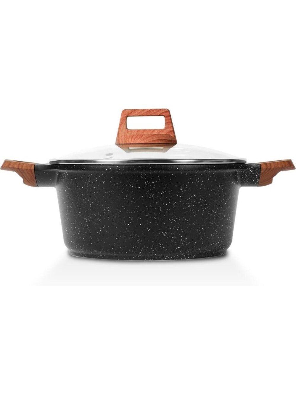 5 Quart Nonstick Stock Pot with Lid - Granite Casserole, Induction Compatible